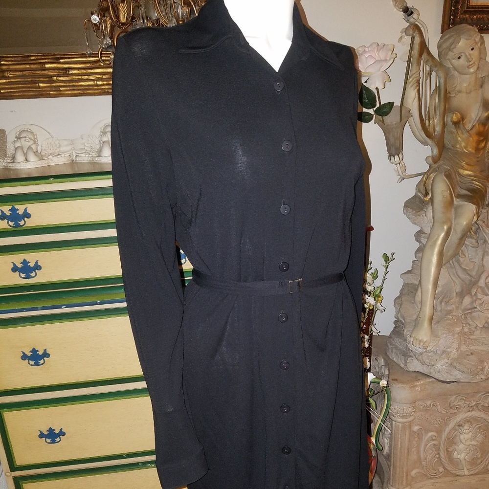 Casual Corner Black Button Maxi Shirt Dress